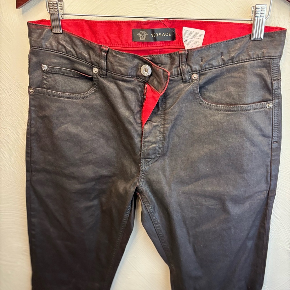 Versace Moto Pants-Black and Red Tye-Dye Men's